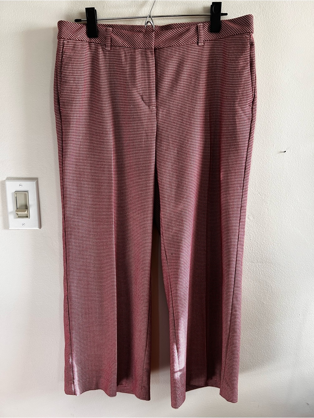 J.Jill Red White Houndstooth Wide leg zippered Pants